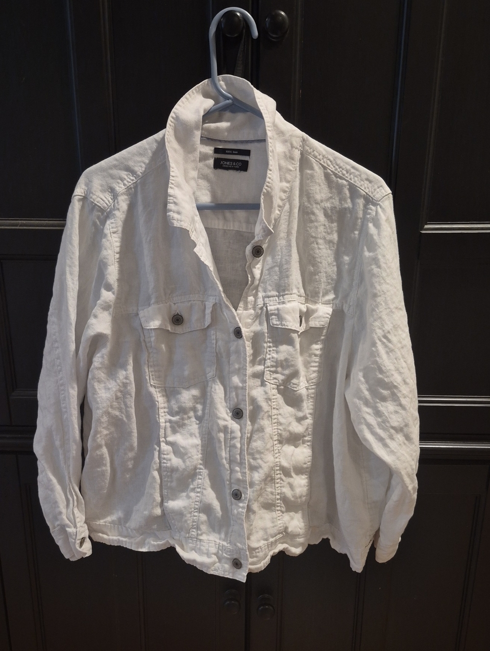 Jones & Co White Linen Button-Front Women's Shirt Jacket
